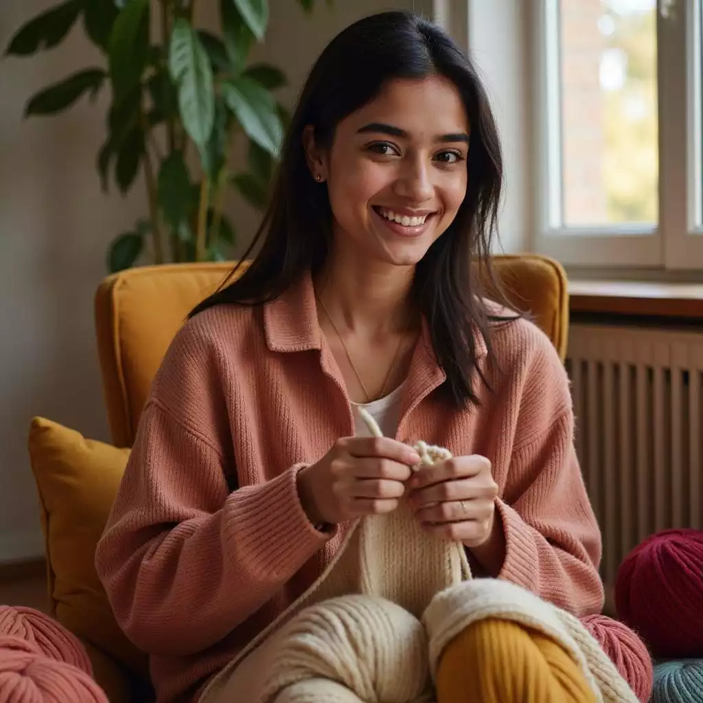 Knitting student